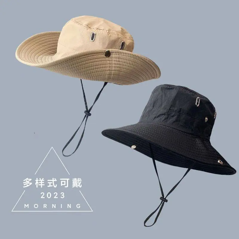 Western cowboy hat, men's and women's summer, outdoor hiking and camping, waterproof quick drying, fisherman's hat, sun shading hat