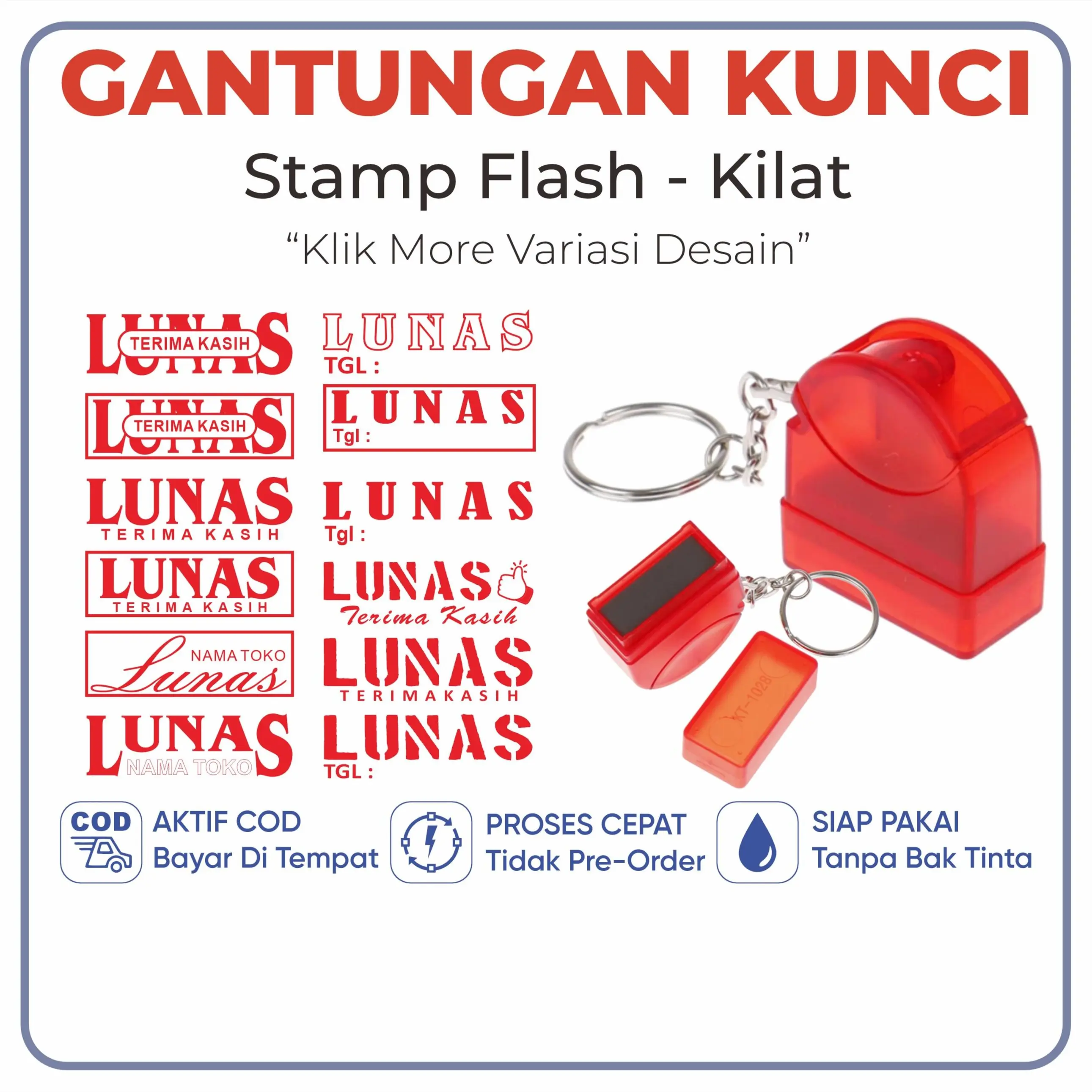 STEMPEL LUNAS | STEMPEL GANTUNGAN KUNCI | STEMPEL OTOMATIS MINI, UK2810 Kantor