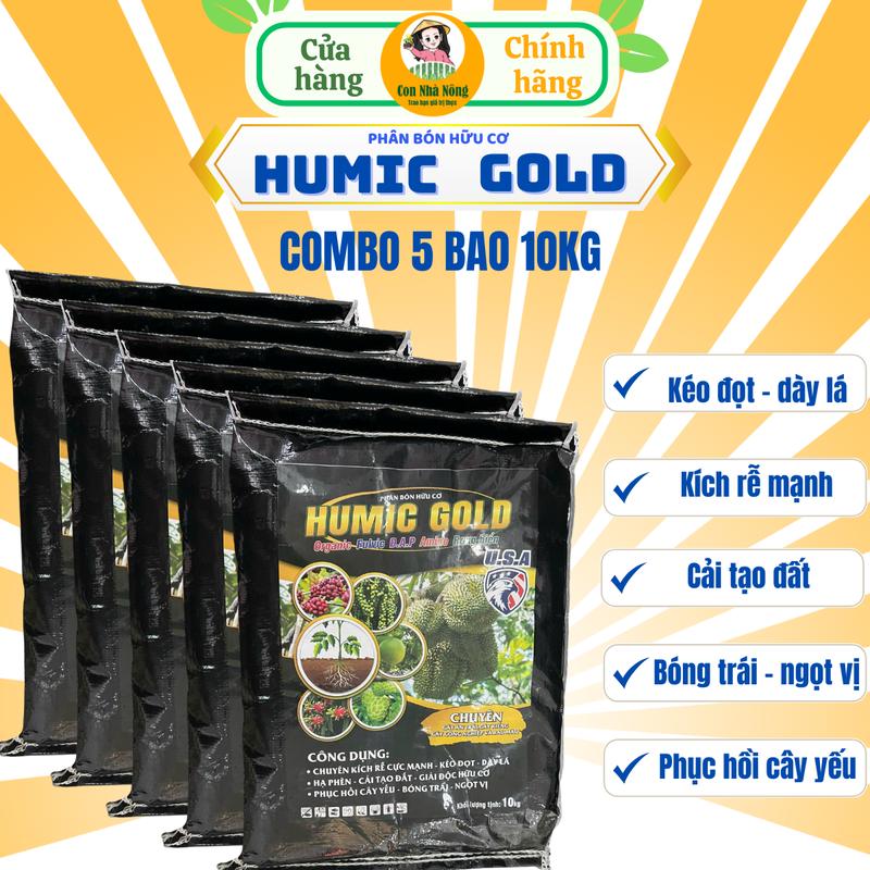 Combo 5 Bao Humic Gold - Phân Bón Hữu Cơ Nhập Khẩu - Chuyên Kích Thích Rễ, Cải Tạo Đất , Phục Hồi Cây