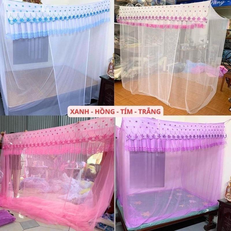 [Thêu Hoa Mai] Màn Mùng treo 4 góc, chống muỗi côn trùng, chiều cao 1m9, mắt vải dày nhỏ