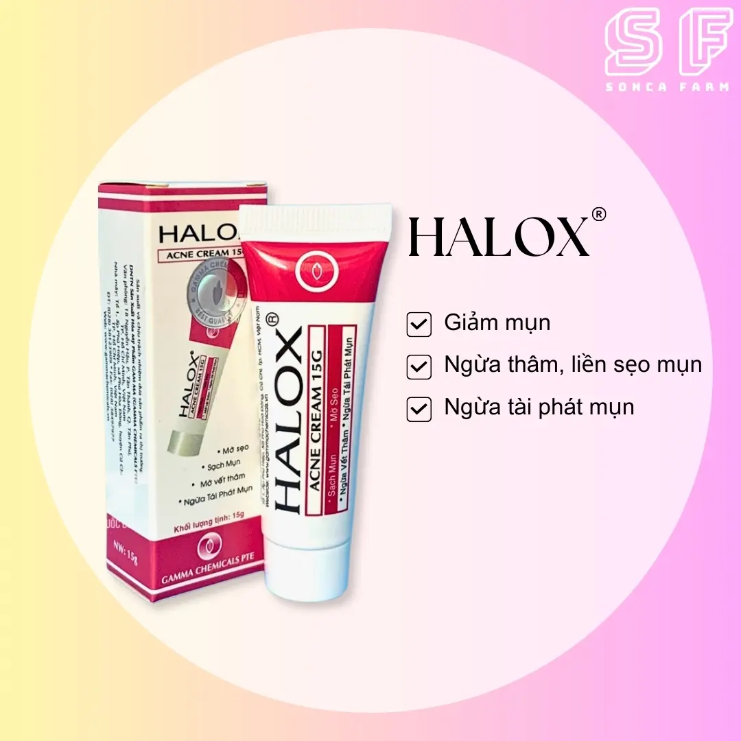 Halox Kem Mụn Gamma Giảm Mụn Trứng Cá, Mụn Viêm, Mụn Đầu Trắng Tube 15g