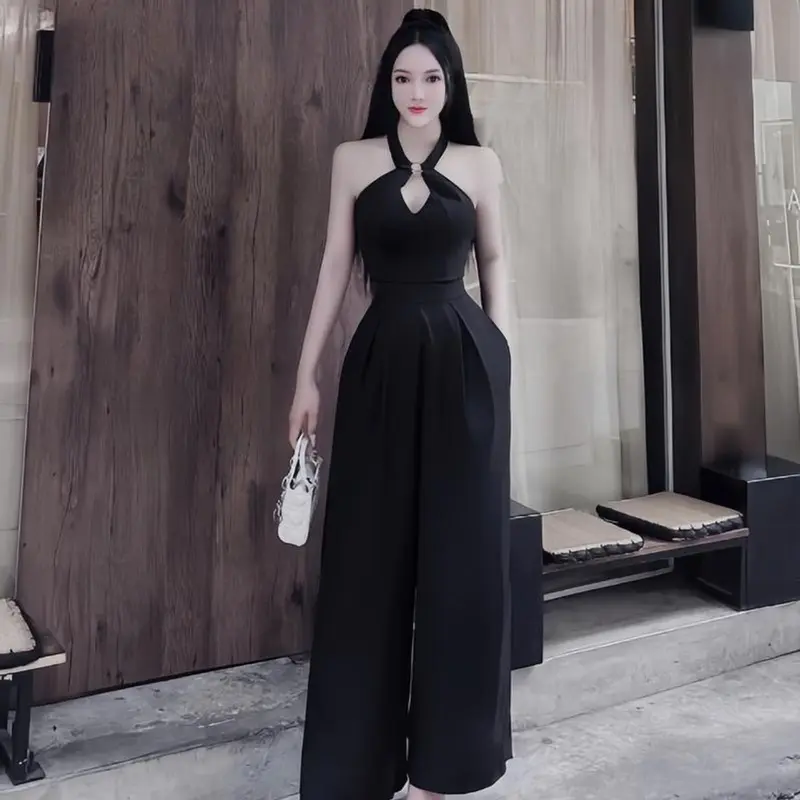 Jum quần nữ ống rộng thiết kế cổ yếm có túi với tone 2 màu xinh xắn dành cho các nàng diện đi chơi, đi tiệc Women 3
