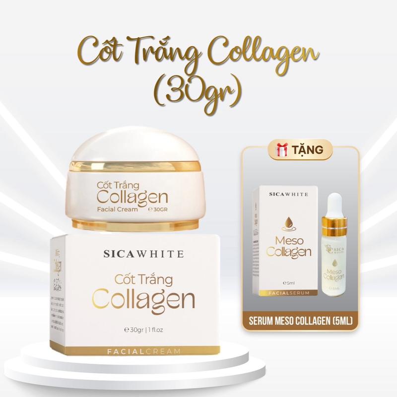 CAO CẤP Cốt Trắng Collagen 25gr Tặng Serum Meso Collagen 5ml Hỗ Trợ Làm Đẹp Da