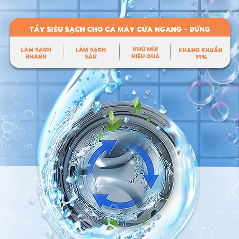 Bột tẩy lồng máy giặt Beecok, giảm bám cặn, diệt khuẩn, khử mùi, làm Sạch, vệ sinh lồng giặt taylong  giat 3