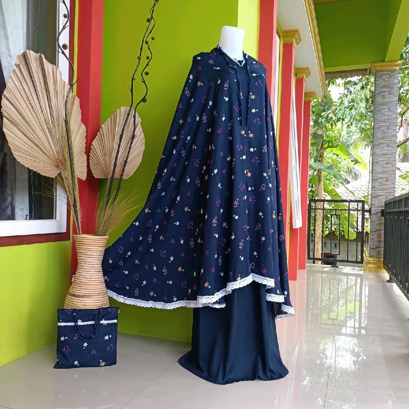 Mukena Rayon Dewasa Jumbo Motif Alina Free Tas Full Renda (Kerut Kening) 2