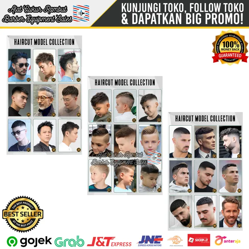 Poster Model Rambut Untuk Barbershop Pangkas Rambut Kertas 1