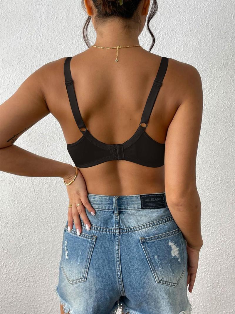 Product Introduction of Women's Solid Color Lace Push Up Bra, Elegant Breathable Comfortable Underwire Bra for Daily Wear, Women's Lingerie for All Seasons 7