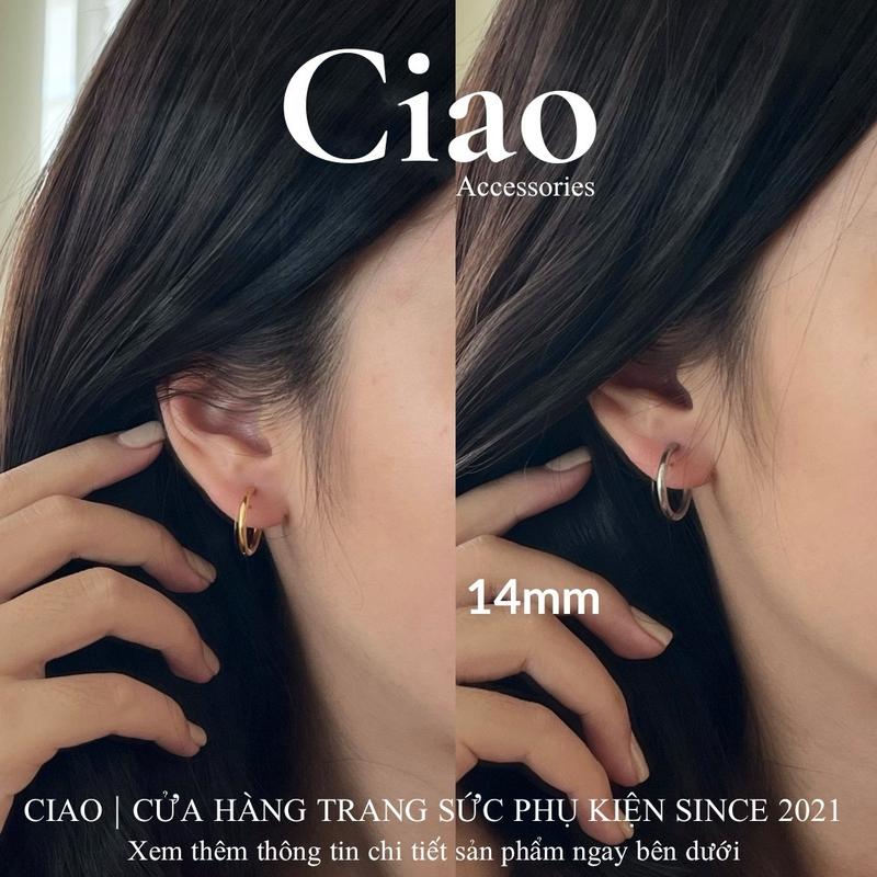 [NHIỀU SIZE] Khuyên tai, bông tai titan không đen gỉ bản tròn trendy Ciao accessories 4