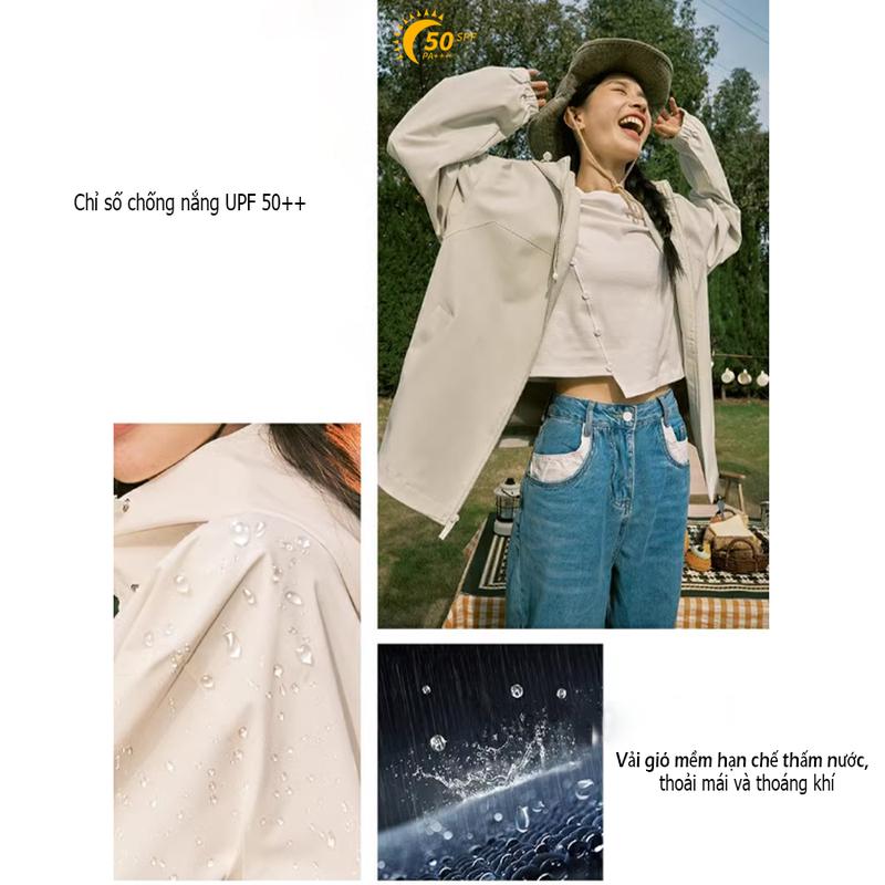 Product Introduction of Áo Khoác Gió Nam Nữ Mũ Cao Cấp 2 Lớp PEABOO Mã BST03 In Hình Chống Nước Chống Nắng Form Rộng Kiểu Dáng Unisex 26
