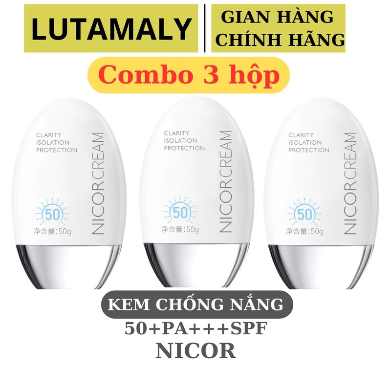  Combo 3 Kem Chống Nắng Nicor 50 SPF 50+ PA+++ bảo vệ nâng toner da-LUTAMALY Skincare Sunscreen 