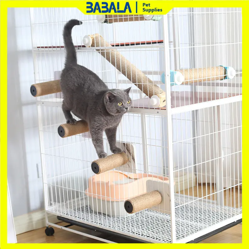 Cat Cage Cat Stairs Cat Scratch Board Jute Cat Climber Multi-Layer Scratching Pole Climbing Cat Toy Supplies for Cat Climbing Frame human  dog