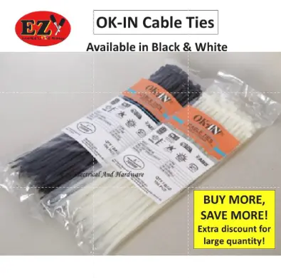 Cable Tie (OK-IN) 4" / 6" / 8" / 10" / 12" (100PCS/PACK) Nylon White/Black