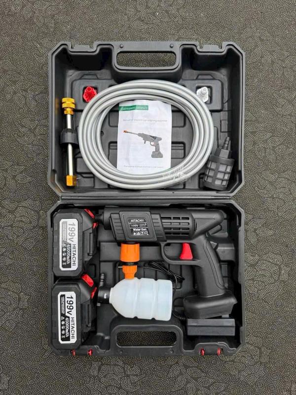 MÁY RỬA XE HITACHI 2 PIN 199V,  Xịt Rửa Xe Siêu Khỏe Hàng Chuẩn Lõi Đồng , máy rửa xe không dây. máy  rửa