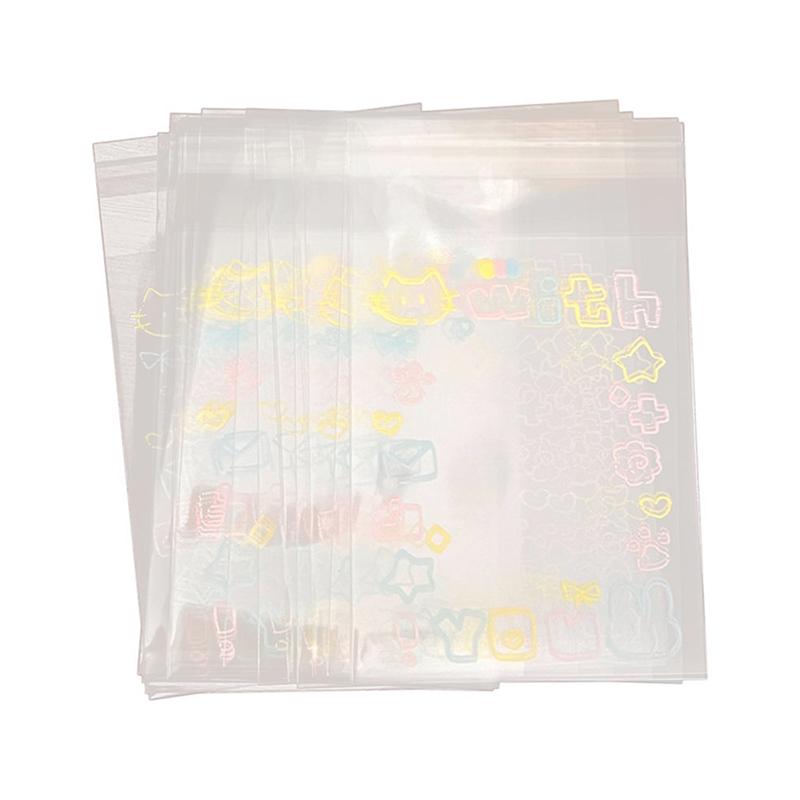 Túi Opp Tự Dính Mèo Con Graffiti Dễ Thương Trong Suốt, 50 Cái, Túi Đựng Bảo Vệ Thẻ Ảnh Thần Tượng Kpop Tay Áo Thẻ Ảnh Thẻ 8
