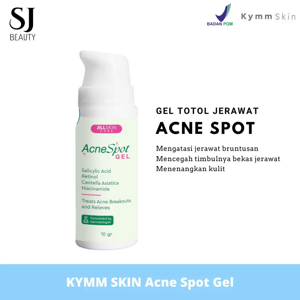 KYMM SKIN [New Packaging] Acne Spot Gel | Gel Totol Jerawat | Efektif Mengatasi Jerawat Wajah dan Bekasnya | Perawatan Muka Facial Treatment Berjerawat with Salicylic Acid