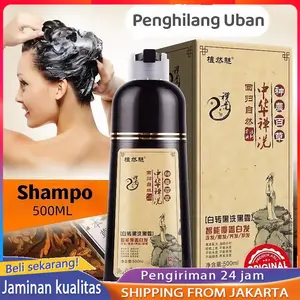 500ML Chinese Black Hair Shampoo Herbal Hair Dye Shampoo Black Color Shampoo in 5 Minutes Hitam Merah