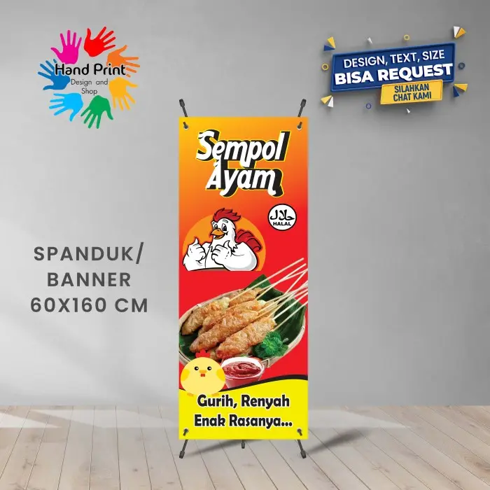 Spanduk Banner Sempol Ayam Makanan Warna Oren 60x160 Cm 0