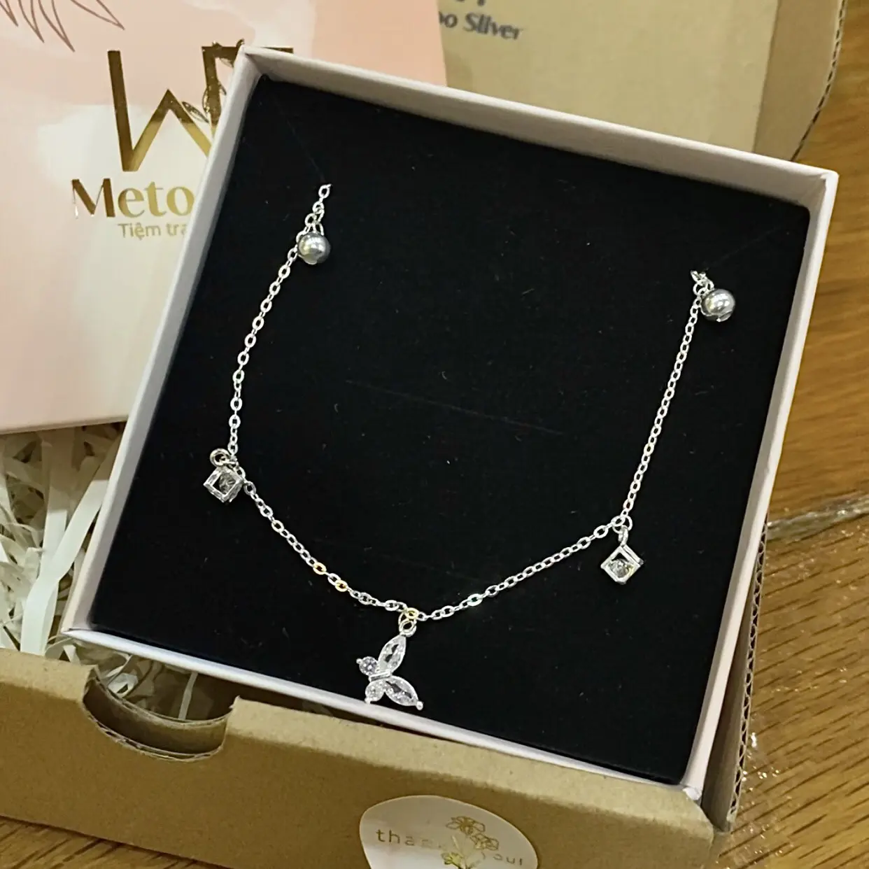 LẮc chân cánh tiên đính đá  - Metoosilver
