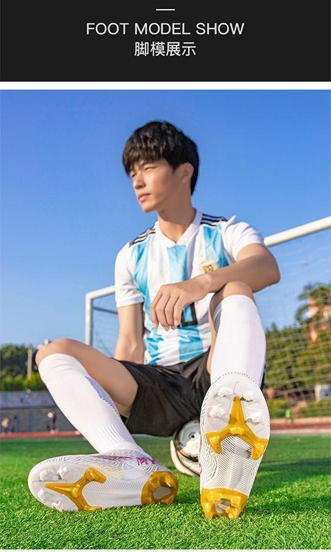 Product Introduction of Cristiano Ronaldo Messi Mandarin Duck Soccer Shoes Men Broken Spike Long Spike Children Boys Girls Non-slip Short Spike Primary and Secondary School Students High-top Sneakers 13