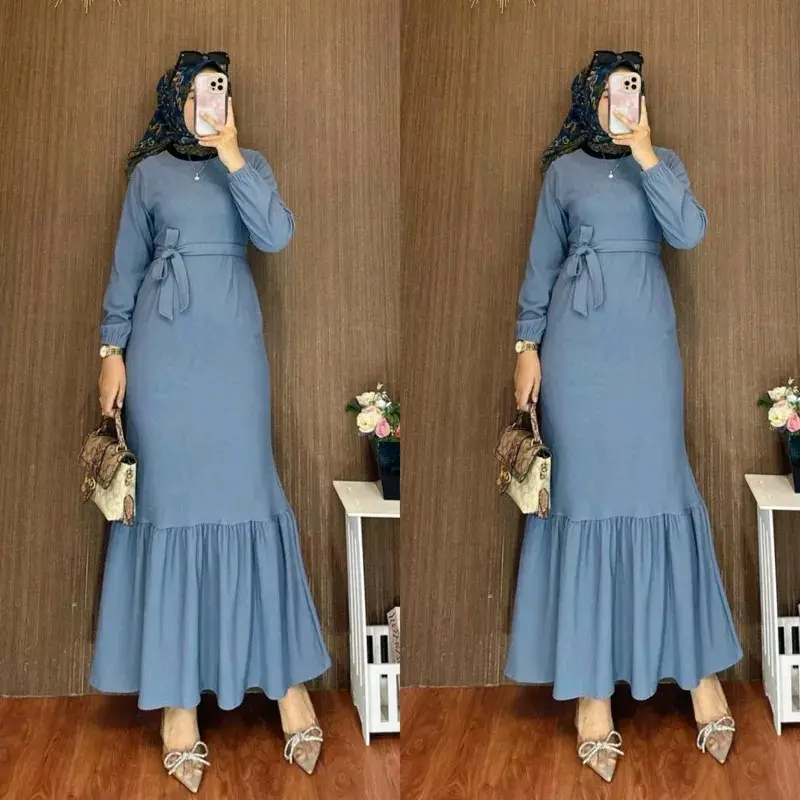Gamis Duyung Mermaid Cringkle Airflow - Model Minimalis & Elegan - Dress, Crinkle, Turki, Nyaman, Wanita, Maxi, Formal, Mewah, Muslim, Panjang 3