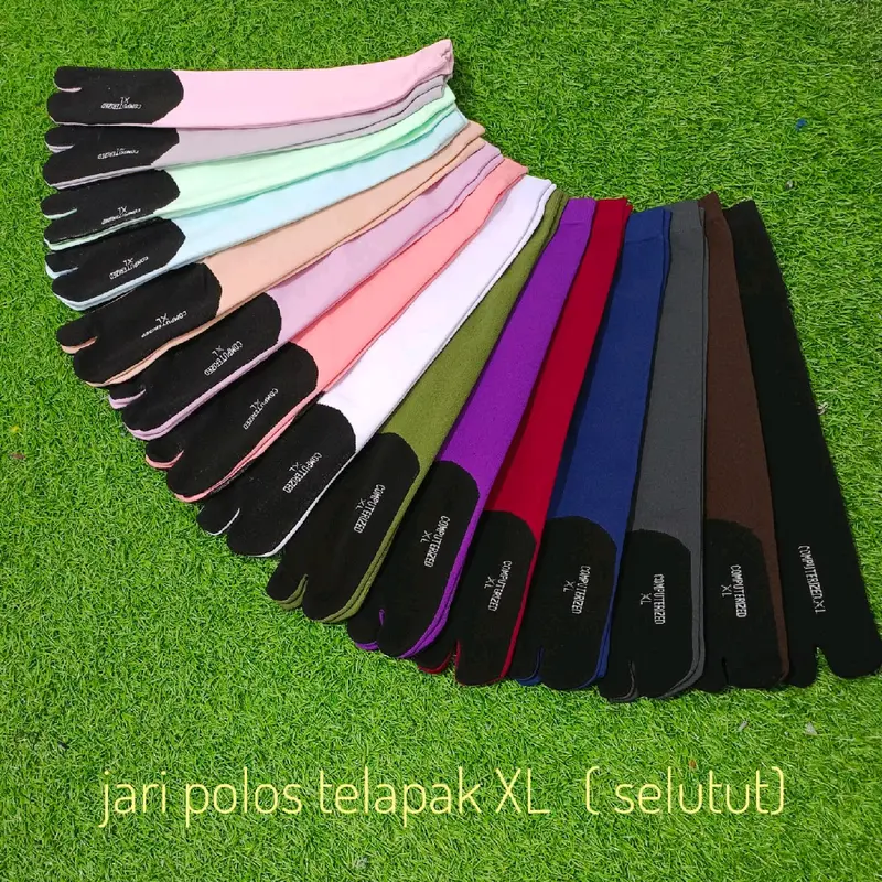 Lusinan Kaus kaki jempol polos XL EXTRA panjang selutut / Kaoskaki muslimah wanita dewasa / jempol muslimah / bahan nylon spandek /  tawaf umroh /  ibu pengajian Muslim Hitam dan banyak warna Coklat muda non Motif 1