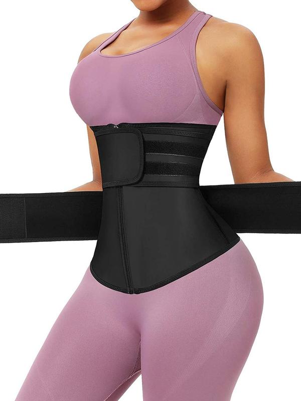 Women's Solid Zip Front Waist Trainer, Corset, Trimmer Belt, Waist Cincher, Tummy Control Shaper, Waist Trimmer, Yoga & Fitness Equipment, Please Purchase One Size Smaller 4