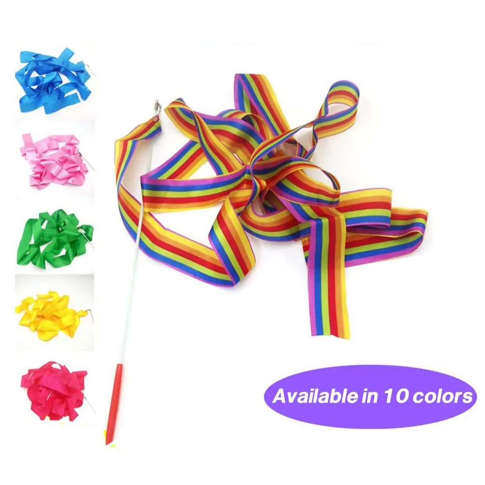 10 Colors Twirling Rod Ballet Streamer Rhythmic Art Training Colorful Gym Ribbons Dance Ribbon Artistic Gymnastics Ribbon
