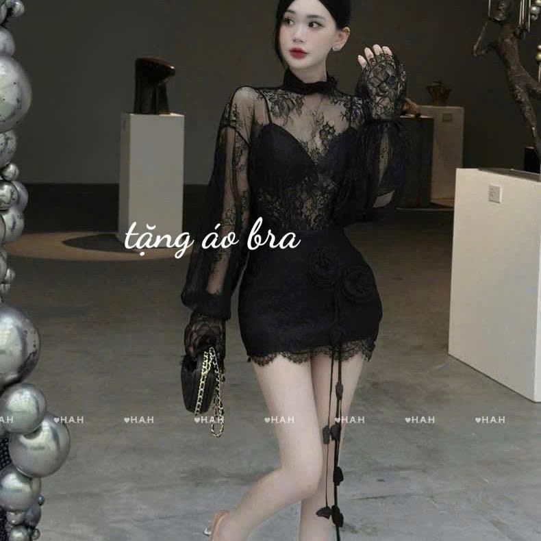 ( có bigsize ) sét ren tay dài tặng kèm bra hoặc áo 2 dây Women Nữ