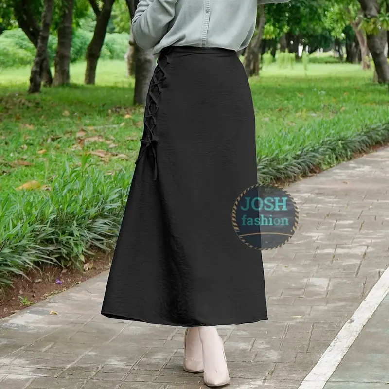 Rok simpul korea little A-Lline/Rok aesthetic cringkle airflow premium Karet Muslim Panjang 4