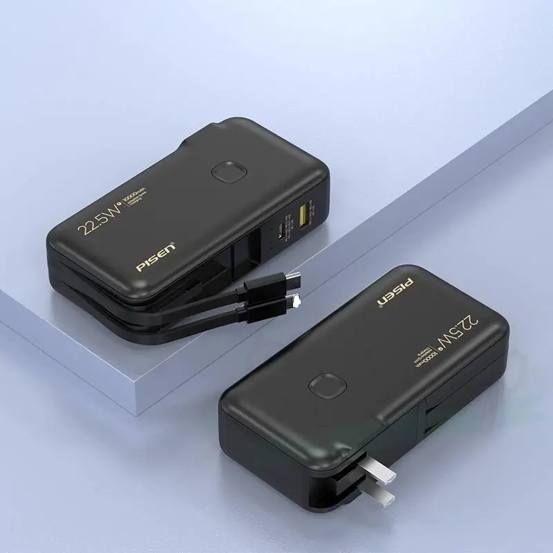 Sạc dự phòng kiêm Cốc sạc  PISEN QUICK High Power Box 10000mAh OWN 22.5W / 18W kèm chân cắm,2 cáp C/L-Hàng chính hãng 2