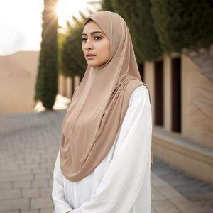 Topi Pullover Muslim, Warna Pejal, Mudah dan Serba guna, Tudung Wanita, Tudung Panjang, Tudung Bersepadu, dengan Bandana Instant