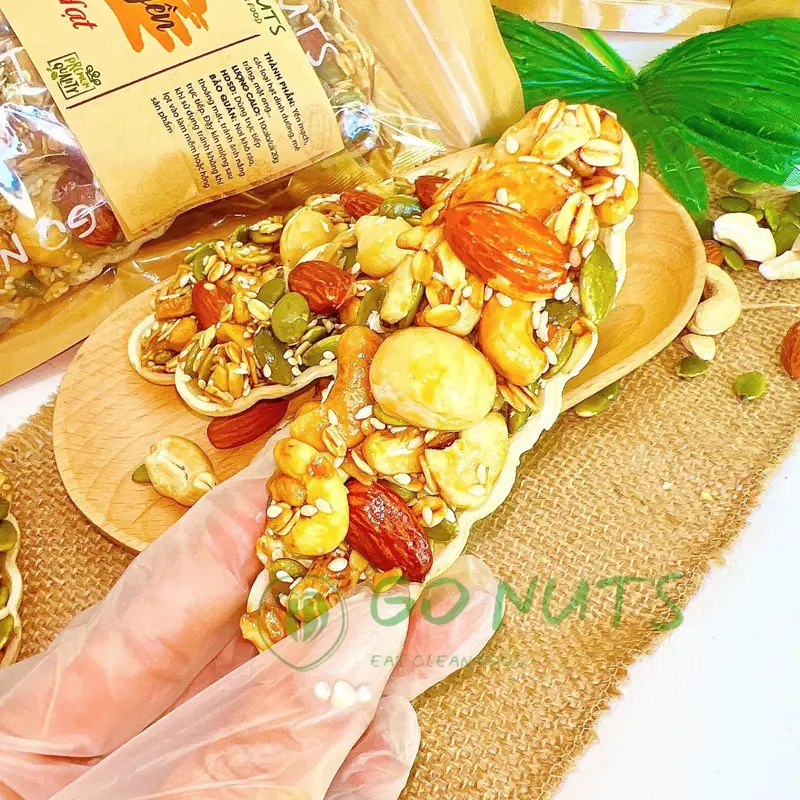 Bánh thuyền mix hạt GO NUTS có Macca không đường tạo ngọt bằng mật ong, bánh hạt mix ngũ cốc dinh dưỡng 3