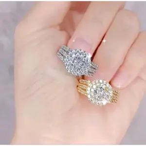 Cincin Titanium full Permata Gold Silver Perhiasan Wanita Terbaru Tahan Lama Tidak Luntur