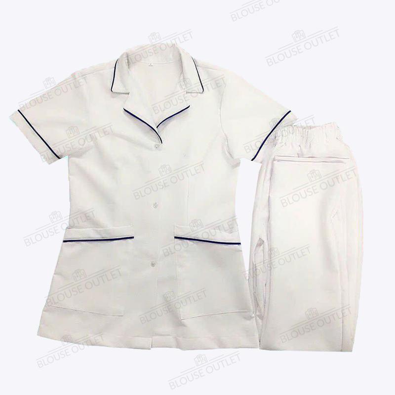 Product Introduction of Bộ quần áo blouse trắng có viền xanh Cotton Cao Cấp cho y tá điều dưỡng, đồng phục dược sỹ, thẩm mỹ viện, phòng khám 5