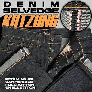 DENIM SELVEDGE/CELANA DENIM SELVEDGE/SELVEDGE SHELLCSTITCH FULL KANCING RED LINE/ Straight  Panjang