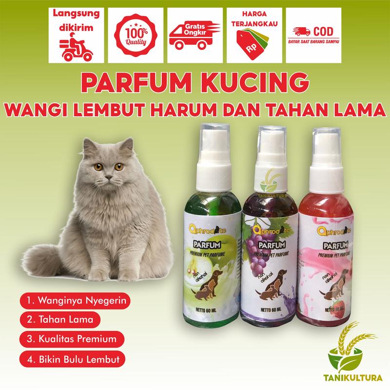 PARFUM KUCING AMAN DIJILAT MINYAK WANGI KUCING TAHAN LAMA PEWANGI ANTI BAU KUTU DAN JAMUR KITTEN MURAH GRATIS ONGKIR 60ML 1