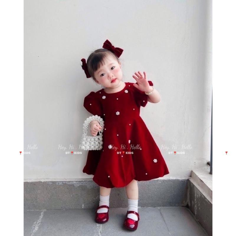 Váy nhung đính ngọc sang xinh cho bé 7-20kg