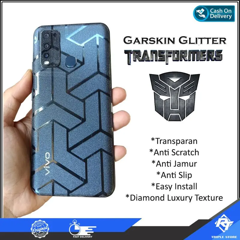 Garskin Glitter Transformer Transparan Anti Gores Backdoor untuk Vi Vo V40 5G V40 Pro V40 Lite 4G 5G iQOO 12 11 iQOO Z9 Z9x