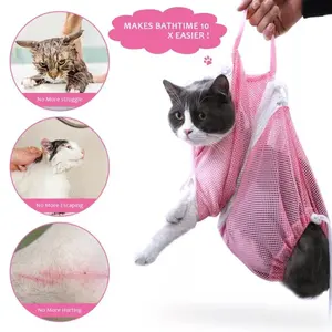 Cat Grooming Bag Washing,Promo Cat Grooming Bag Washing Nylon Shower Bath Bag Nail Cutting Pet