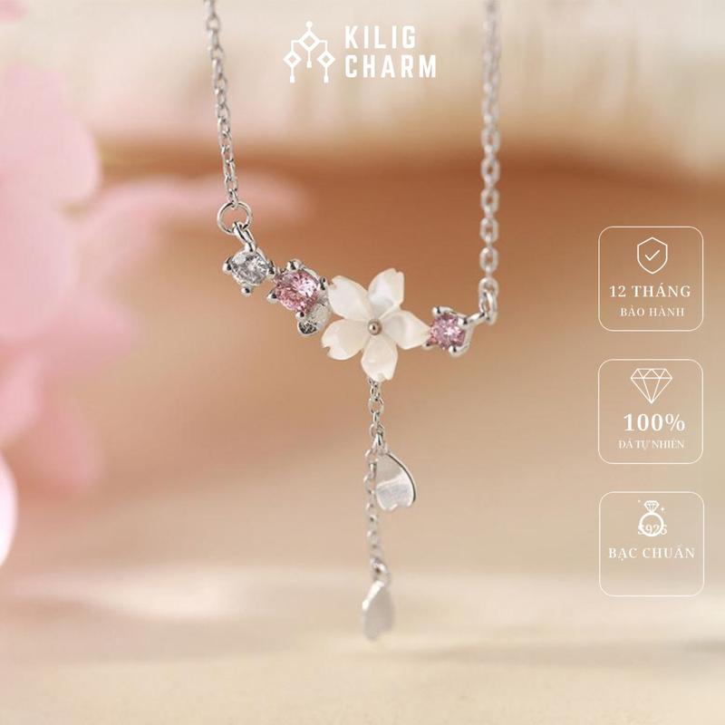 Dây chuyền bạc s925 vòng cổ nữ thạch anh hồng thu hút tình duyên đá năng lượng KILIG CHARM KV16