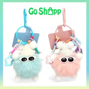 Gantungan Tas Keychain Pompom Fluffy Lucu Viral Aesthetic Aksesoris Tas Terbaru Kekinian GT02