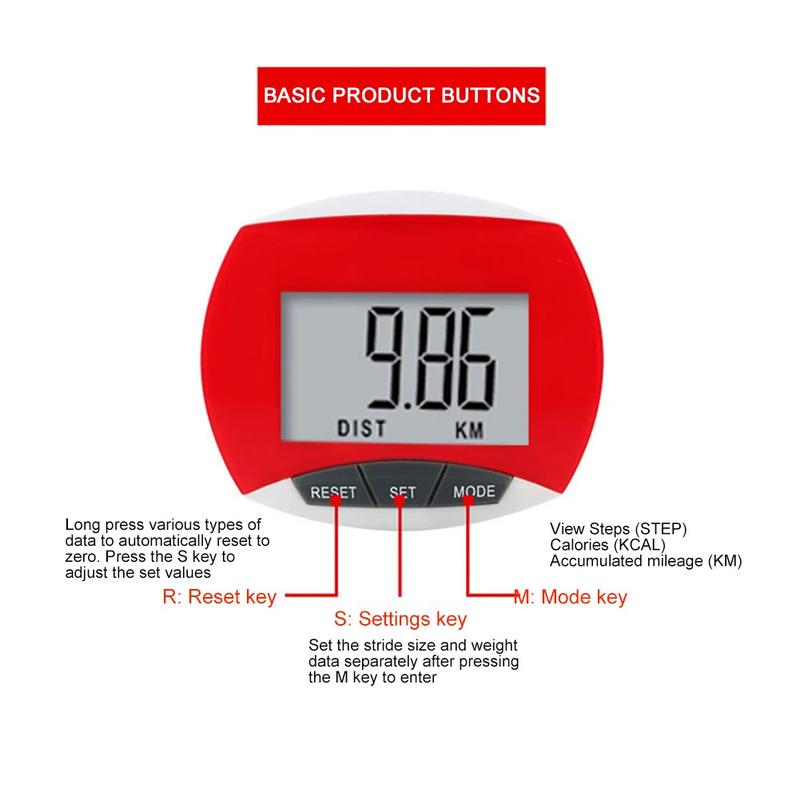 Product Introduction of Walking Distance Step Pedometer LCD Display Electronic Running Distance Monitor Multi-Function for Men Women Kids Adults Seniors 30