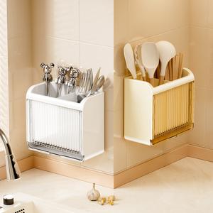 Kotak Penyimpanan Penyepit, Reka Bentuk Mudah, Dipasang di Dinding, Pemegang Penyepit Isi Rumah, Rak Sudu Penyepit Pengering Dapur, Fesyen, Ketibaan Baru Pinggan Putih is