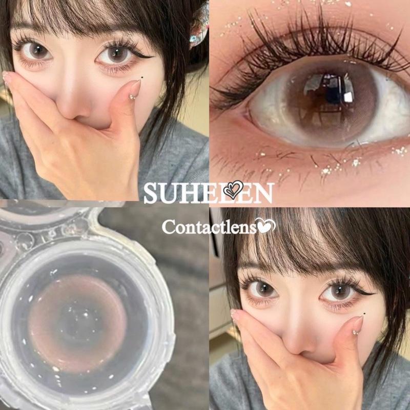 LENS [CẬN 0-7 Dia 14.2 ]KÍNH ÁP TRÒNG MÀU  NÂU HỒNG SữA [CANDY Brown]NHẸ NHÀNG TỰ NHIÊN (lens MẮT O giãn ) Nữ