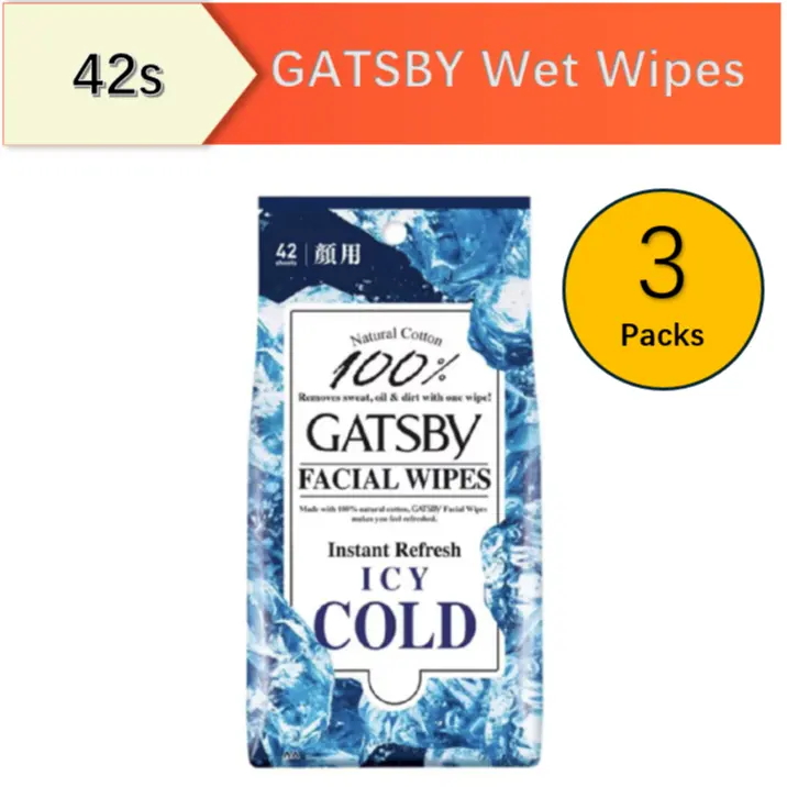 [Bundle of 3] Japan GATSBY Facial Cooling Wet Wipes F Icy Cold 42s
