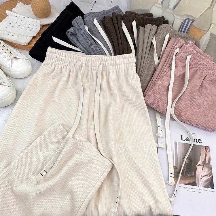 [ Có Combo 2 quần ] Quần Ống Rộng Chất Len Tăm Dầy Dặn Ấm Nữ