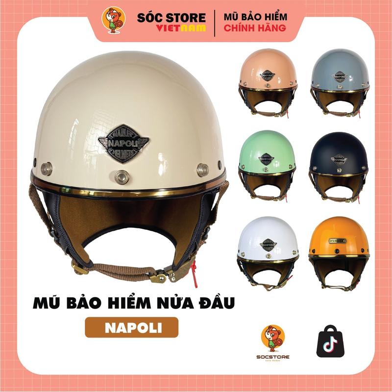 Mũ bảo hiểm nửa đầu Napoli Pug Version Harley, nón bảo hiểm 1/2 Sóc Store Vietnam Helmet [TẶNG LƯỠI TRAI]