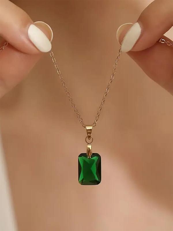 Elegant Artificial Gemstone Decor Pendant Necklace for Women & Girls, Fashion Jewelry for Party, Daily Neck Decor, Trendy All-match & Exquisite Jewelry for Birthday Gift 0