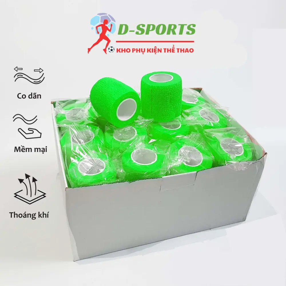 Hộp 24 và 30 cuộn 5cm băng keo thể thao đá bóng cao su non tự dính cuốn cổ chân cổ tay hỗ trợ thi đấu và tập luyện băng  cuốn bangke  othethao