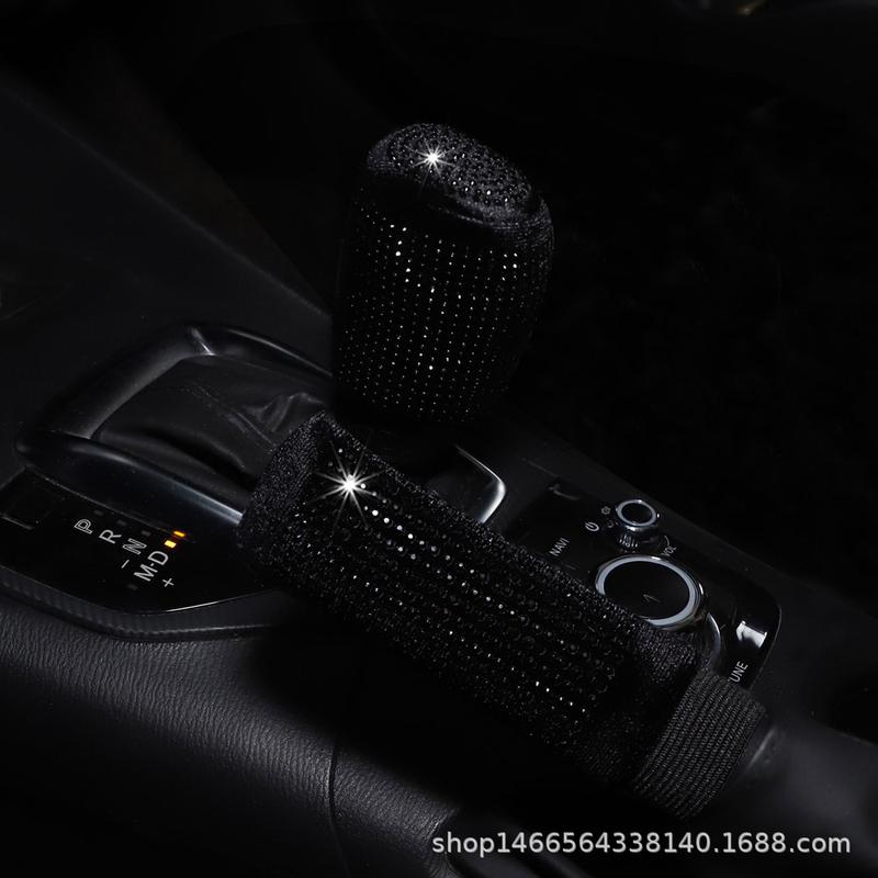 Product Introduction of Premium Diamond Inlaid Plush Leather Handbrake Set Shiny Handbrake Set Non-slip Automatic Gear Shift Collar Four Seasons General Motors Interior Accessories Auto Supplies Breathable Handbrake Set Handle Set General Motors Interior Supplies 13